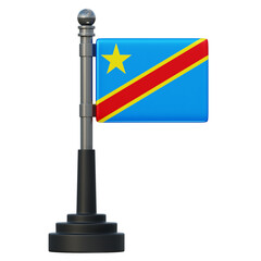 Minimalist 3D Illustration of the Flag of the Democratic Republic of the Congo