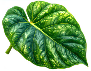 Firefly_Close-up of a Philodendron xanadu leaf showing the texture and veins on transparent