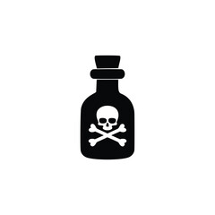 Black bottle with skull and crossbones icon poison