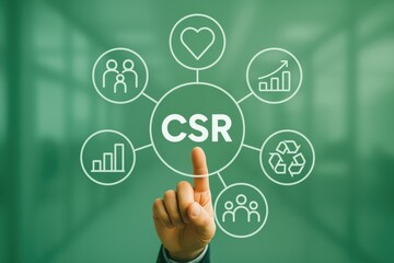 Fototapeta premium Concept of Corporate Social Responsibility Illustrated with Infographic Elements and Graphics