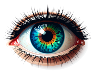 Stylized eye symbol illustration isolated on transparent background PNG