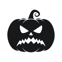 Black Halloween pumpkin silhouette with angry face