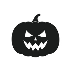 Black Halloween pumpkin silhouette with sinister grin