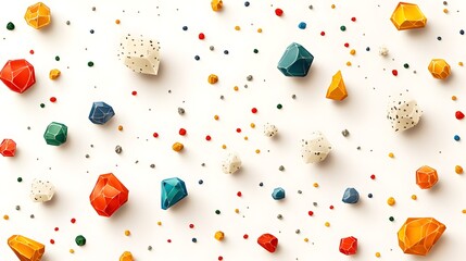 Vibrant abstract shapes and colors studio digital art creative space top view contemporary design