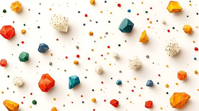 Vibrant abstract shapes and colors studio digital art creative space top view contemporary design