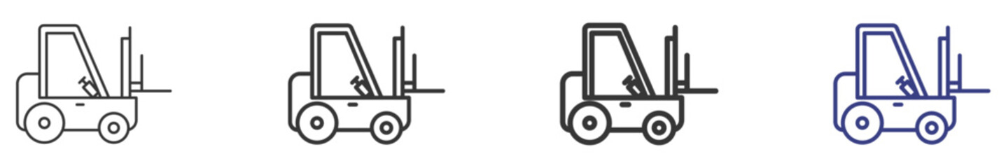 Forklift Set Illustration with Outline Style Variation Vectors