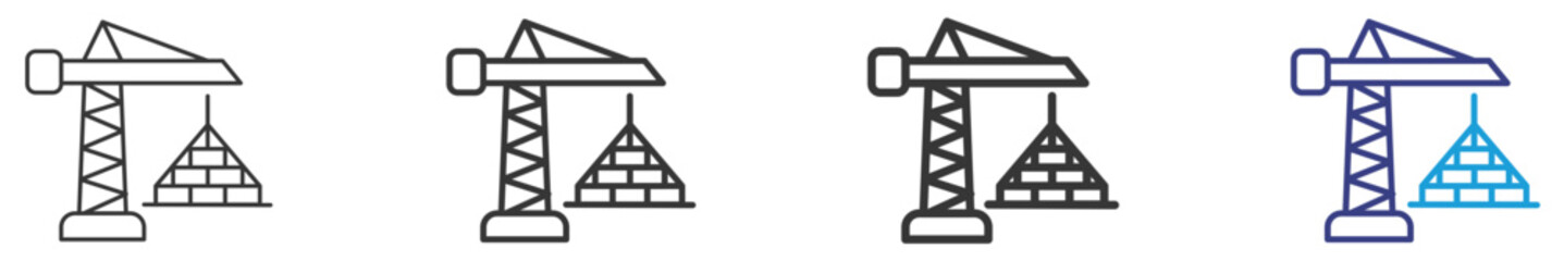 Crane Set Illustration with Outline Style Variation Vectors