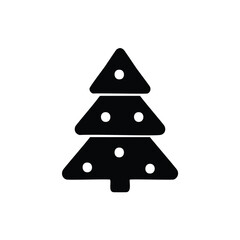 Black silhouette icon of a simple Christmas tree with dots