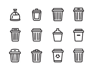 Trash Can Line Art Creative Artistic Illustration