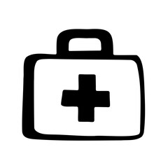Obraz premium Simple illustration of a black and white first aid kit icon