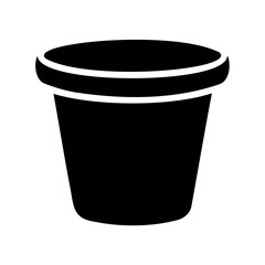 Simple isolated black plant pot for growing flowers and plants in garden