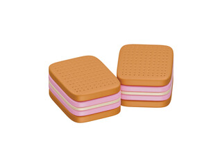 biscuit ice cream icon 3d illustration render