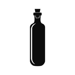 Black silhouette of a corked bottle on a white background