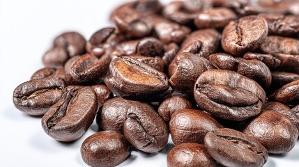 Obraz premium Roasted coffee beans with rich texture and warm tones, embodying the essence of artisanal coffee craftsmanship