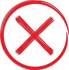 Obraz premium Red circle with a cross a simple denial symbol on transparent background