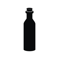 Black silhouette of a corked bottle on white background Keywords: bottle, silhouette, black