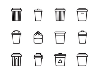Trash Can Line Art Simple Modern Design