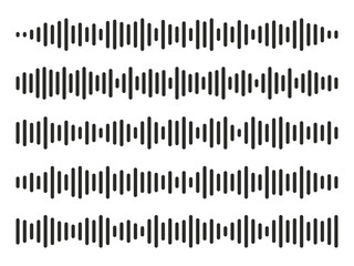 Sound Wave visualization, Podcast sound waves set. Digital frequency lines for music player, podcast, voice message, music app, recording apps or broadcast design. 