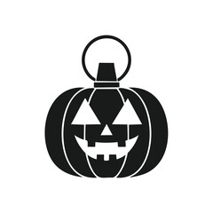 Black silhouette of a jack-o-lantern with handle jackolantern