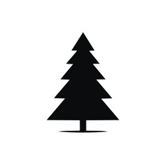 Black silhouette of a pine tree Keywords: pine tree, silhouette, black, white background
