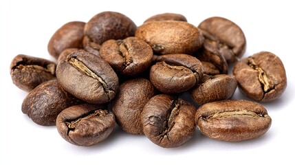 Naklejka premium Roasted coffee beans with rich texture and warm tones, embodying the essence of artisanal coffee craftsmanship