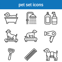 Pet Grooming Icons Bathing, Styling, and Care Symbols
