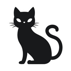 Black silhouette of a sitting cat animal