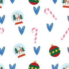 Christmas holiday party repeat background modern minimalist style. Colorful illustration doodle cartoon style