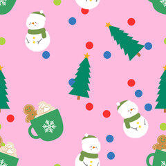 Christmas holiday party repeat background modern minimalist style. Colorful illustration doodle cartoon style