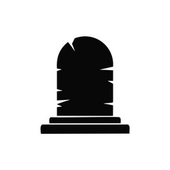 Black silhouette of a tombstone with cracks gravestone