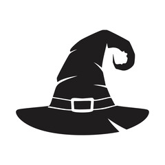 Black Silhouette of a Witch's Hat with Belt witch hat