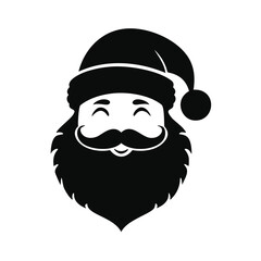 Black silhouette of Santa Claus face with hat and beard Keywords: Santa Claus, Father Christmas