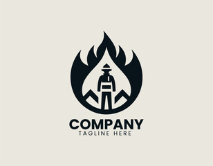 logo shows firefighter standing inside flame shape with strong rescue concept