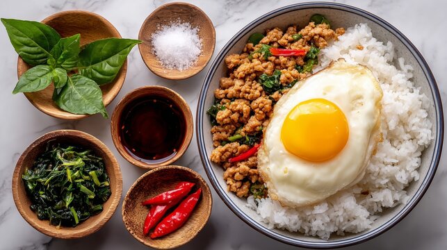 Phat kaphrao with fried egg