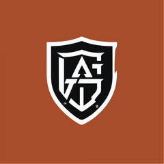 Modern Monochromatic Shield Logo with AG A Lettering Monogram.eps