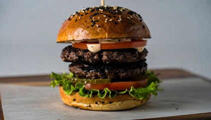 Double burger with toppings