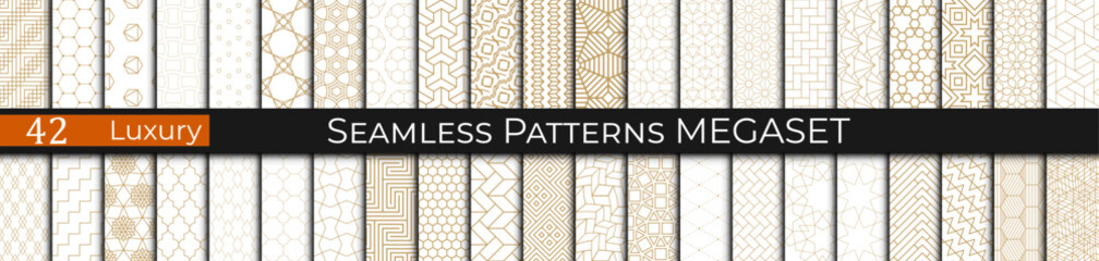 seamless geometric luxury golden pattern set, collection of 90s patterns