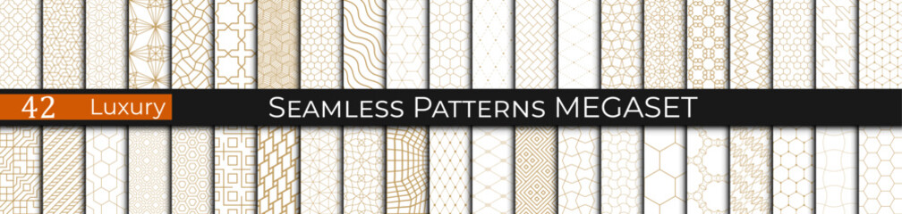 seamless geometric luxury golden pattern set, collection of 90s patterns