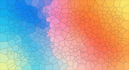 Abstract geometric mosaic gradient of blue pink orange and yellow