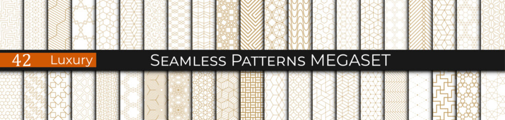 seamless geometric luxury golden pattern set, collection of 90s patterns