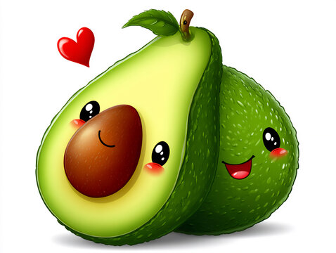 cute smiling avocado heart sticker. - Powered by Adobe