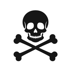 Skull and crossbones symbol on white background danger
