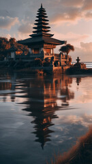 Obraz premium sunset over the temple