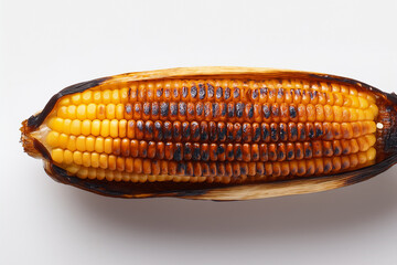 Roasted corn with tied husk and caramelized texture for teaching food anatomy and tradition
