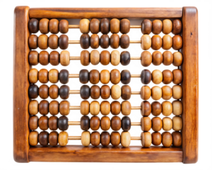 An old wooden abacus a retro counting tool for mathematics and finance  isolated on white background ,PNG.AI Generated.