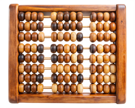 An old wooden abacus a retro counting tool for mathematics and finance  isolated on white background ,PNG.AI Generated.