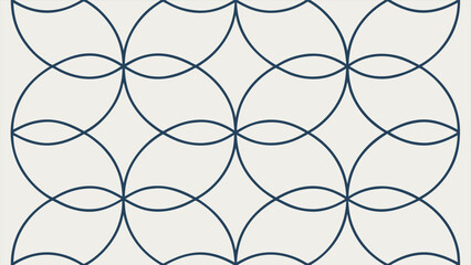 Naklejka premium Elegant Geometric Seamless Pattern with Intersecting Circles, Classic Vector Background