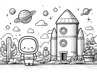Kolorowanki dla dzieci – kosmos, planety, rakiety i astronauci do kreatywnego malowania i zabawy edukacyjnej