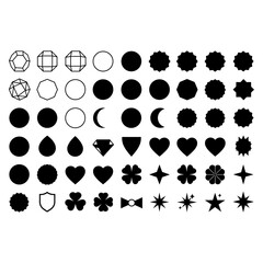 Collection of various Unique Black and White Shape Icons Geometric, Floral, and More