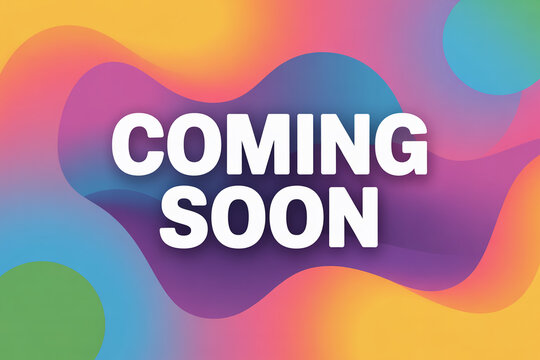 Exciting new product launch announcement graphic with vibrant, fluid abstract shapes building anticipation for what's next